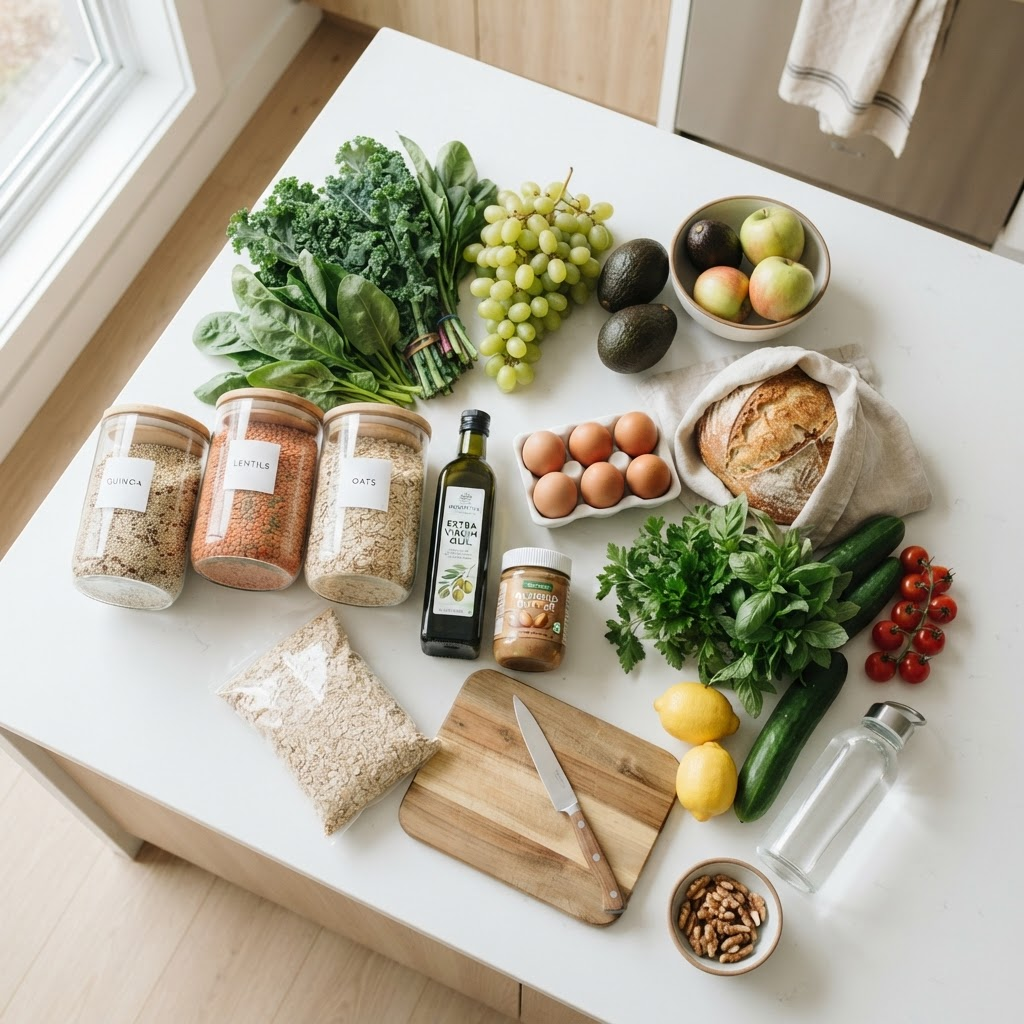 Selección de productos naturales frescos de Kutawa